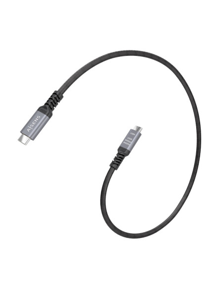 AISENS Cable USB4 Gen3x2 Aluminio 40Gbps 8K@60Hz 5A 48V 240W E-Mark, Tipo USB-C/M-USB-C/M, Negro, 0.5M