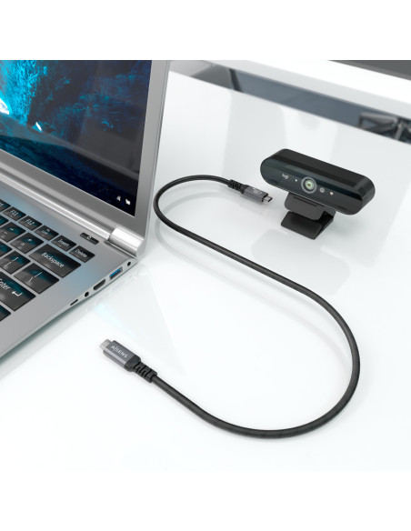 AISENS Cable USB4 Gen3x2 Aluminio 40Gbps 8K@60Hz 5A 48V 240W E-Mark, Tipo USB-C/M-USB-C/M, Negro, 0.5M