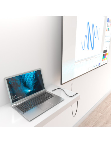 AISENS Cable USB4 Gen3x2 Aluminio 40Gbps 8K@60Hz 5A 48V 240W E-Mark, Tipo USB-C/M-USB-C/M, Negro, 0.5M