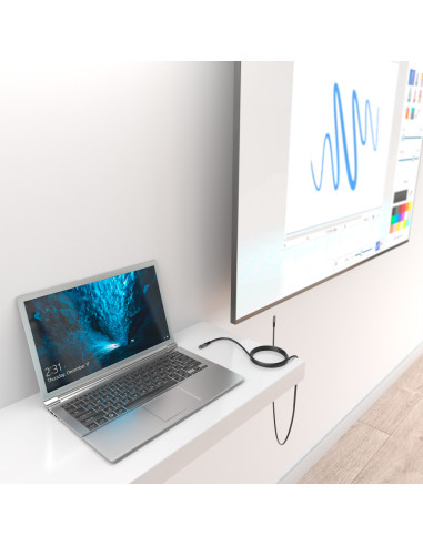 AISENS Cable USB 3.2 Gen2 Aluminio 10Gbps 8K@30Hz 5A 100W E-Mark, Tipo USB-C/M-USB-C/M, Negro, 5.0m