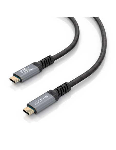AISENS Cable USB 3.2 Gen2x2 Aluminio 20Gbps 8K@30Hz 5A 100W E-Mark, Tipo USB-C/M-USB-C/M, Negro, 3.0m