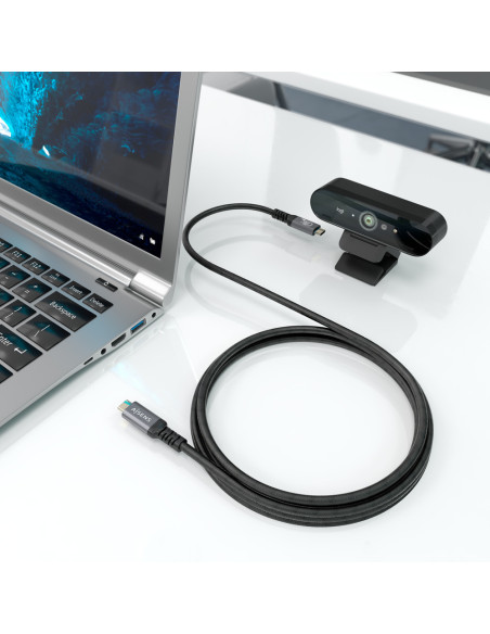 AISENS Cable USB 3.2 Gen2x2 Aluminio 20Gbps 8K@30Hz 5A 100W E-Mark, Tipo USB-C/M-USB-C/M, Negro, 3.0m