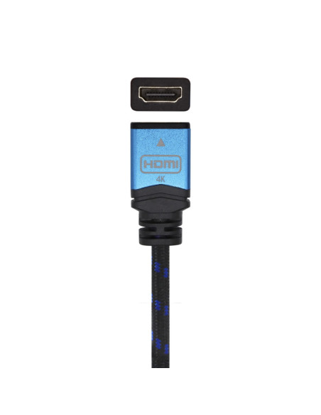 AISENS Cable HDMI V2.0 Prolongador Premium Alta Velocidad / HEC 4K@60Hz 18Gbps, A/M-A/H, Negro/Azul, 2.0m