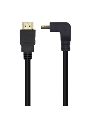 AISENS Cable HDMI V2.0 Acodado Premium Alta Velocidad / HEC 4K@60Hz 18Gbps, A/M-A/M, Negro, 2.0m