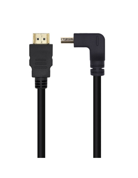 AISENS Cable HDMI V2.0 Acodado Premium Alta Velocidad / HEC 4K@60Hz 18Gbps, A/M-A/M, Negro, 2.0m