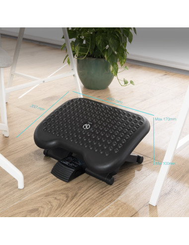 TooQ Reposapiés Ajustable en Altura e Inclinación 'Confort', Negro