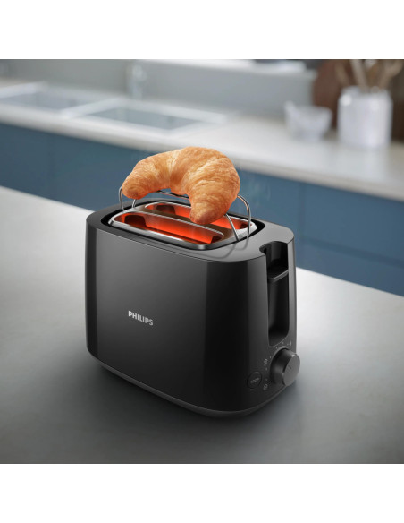 Philips Daily Collection HD2581/90 Tostadora: 2 rebanadas, ranura ancha, negro