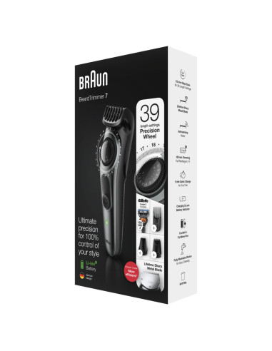 Braun BeardTrimmer BT7220 AC/Batería 39 2 cm Negro, Gris