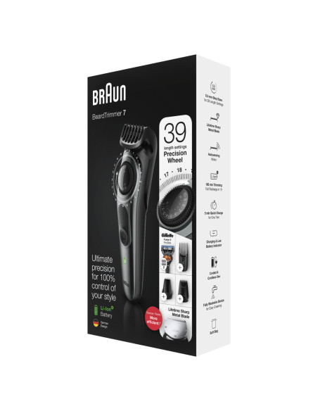 Braun BeardTrimmer BT7220 AC/Batería 39 2 cm Negro, Gris