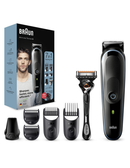 Braun All-in-one MGK5345 depiladora para la barba Batería 2,1 cm Negro, Azul