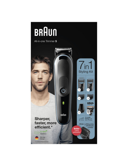 Braun All-in-one MGK5345 depiladora para la barba Batería 2,1 cm Negro, Azul