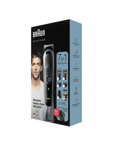 Braun All-in-one MGK5345 depiladora para la barba Batería 2,1 cm Negro, Azul