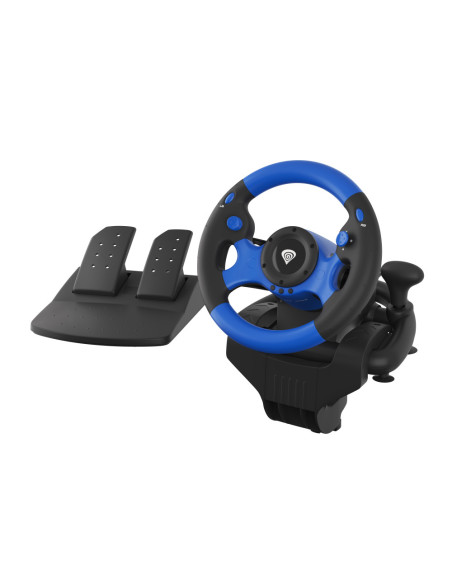 GENESIS Seaborg 350 Negro, Azul USB Volante + Pedales Nintendo Switch, PC, PlayStation 4, Playstation 3, Xbox 360, Xbox One, Xbo