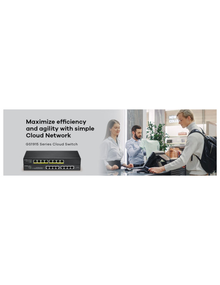 Zyxel GS1915-8EP Gestionado L2 Gigabit Ethernet (10/100/1000) Energía sobre Ethernet (PoE) Negro