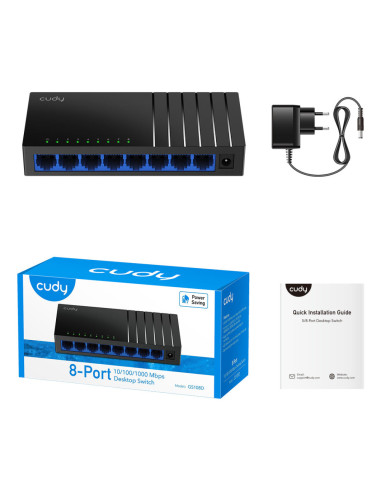 Cudy GS108D switch No administrado Gigabit Ethernet (10/100/1000) Negro