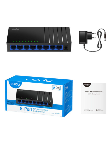 Cudy GS108D switch No administrado Gigabit Ethernet (10/100/1000) Negro