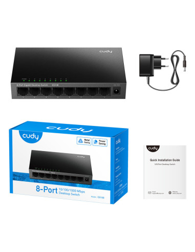 Cudy GS108 switch No administrado Gigabit Ethernet (10/100/1000) Negro