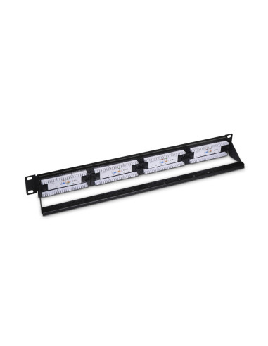 AISENS Panel De Parcheo De 24 Puertos RJ45 Cat.6 UTP, 19" 1U Dual IDC Con Gestion De Cables, Negro
