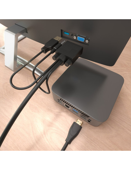 AISENS Cable Conversor HDMI a SVGA+Audio, HDMI A/M-SVGA/M+Jack 3.5/M+USB-A/M, Negro, 2.0m