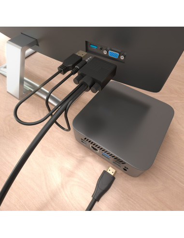 AISENS Cable Conversor HDMI a SVGA+Audio, HDMI A/M-SVGA/M+Jack 3.5/M+USB-A/M, Negro, 1.5m