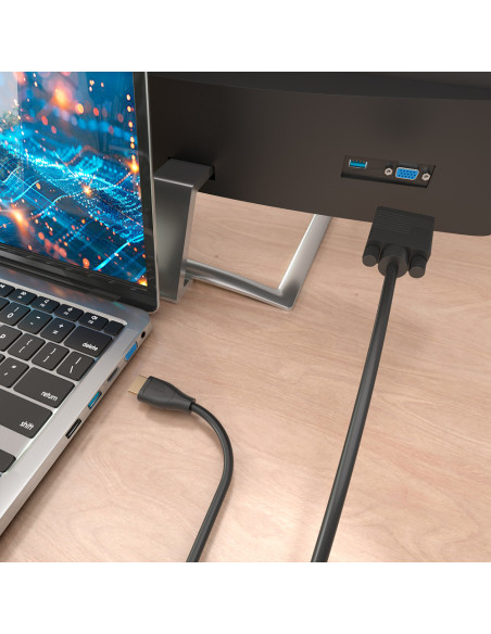 AISENS Cable Conversor HDMI a SVGA, HDMI A/M-SVGA/M, Negro, 1.0m