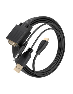 AISENS Cable Conversor SVGA+Audio a HDMI, SVGA/M+Jack 3.5/M+USB-A/M-HDMI A/M, Negro, 2.0m 2