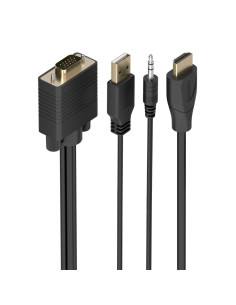 AISENS Cable Conversor SVGA+Audio a HDMI, SVGA/M+Jack 3.5/M+USB-A/M-HDMI A/M, Negro, 1.5m