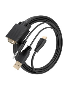 AISENS Cable Conversor SVGA+Audio a HDMI, SVGA/M+Jack 3.5/M+USB-A/M-HDMI A/M, Negro, 1.5m 2