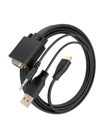 AISENS Cable Conversor SVGA+Audio a HDMI, SVGA/M+Jack 3.5/M+USB-A/M-HDMI A/M, Negro, 1.5m