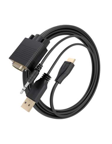AISENS Cable Conversor SVGA+Audio a HDMI, SVGA/M+Jack 3.5/M+USB-A/M-HDMI A/M, Negro, 1.0m