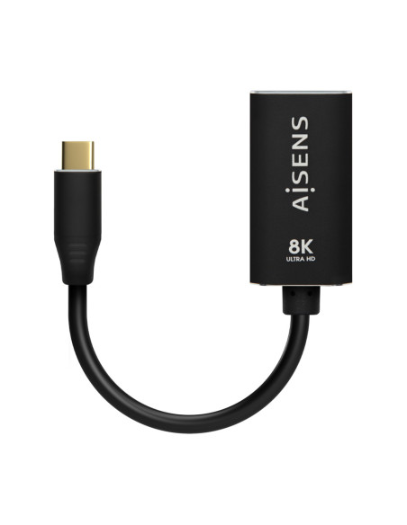 AISENS Conversor Aluminio USB-C a Displayport 8K@60Hz, USB-C/M-DP/H, Negro, 15cm