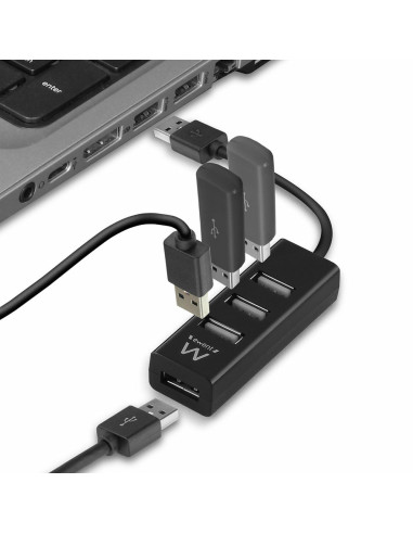 Ewent EW1123 hub de interfaz USB 2.0 480 Mbit/s Negro