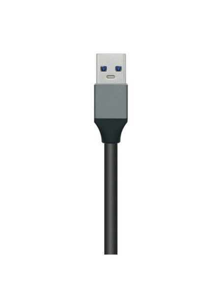 AISENS Hub USB3.0 Aluminio, Tipo A/M - 4x Tipo A/H, Negro, 10 cm