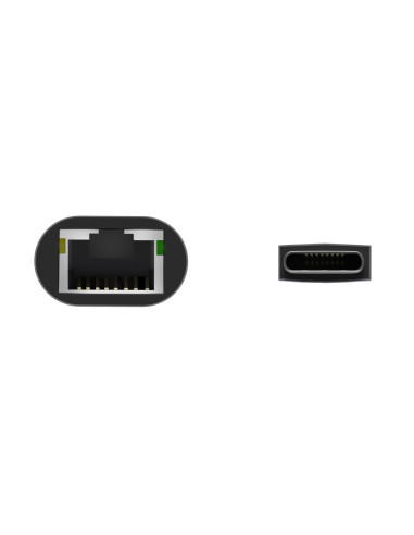 AISENS Conversor USB3.1 Gen1 USB-C A Ethernet Gigabit 10/100/1000 Mbps, Gris, 15cm