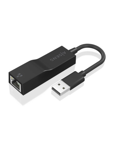 AISENS Conversor USB 3.0 a Ethernet Gigabit 10/100/1000 Mbps, Negro, 15 cm