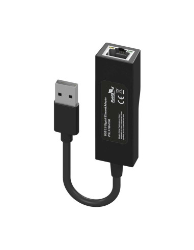AISENS Conversor USB 3.0 a Ethernet Gigabit 10/100/1000 Mbps, Negro, 15 cm