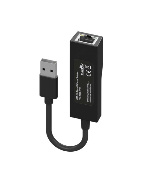 AISENS Conversor USB 3.0 a Ethernet Gigabit 10/100/1000 Mbps, Negro, 15 cm