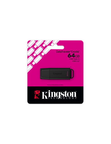 Kingston Technology DataTraveler 64GB Portátil USB 3.2 Gen 1 Exodia Negro