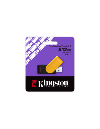 Kingston Technology DataTraveler 512GB Portable USB 3.2 Gen 1 Exodia S (Black/Yellow)