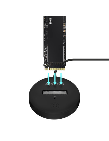 AISENS USB-C Dock M.2 (NGFF) ASUC-M2D013-BK SATA/NVMe A USB3.1 Gen2, Negra