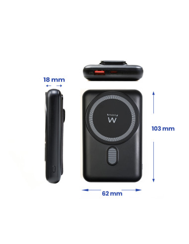 Ewent EW1162 batería externa Polímero de litio Cargador inalámbrico Negro