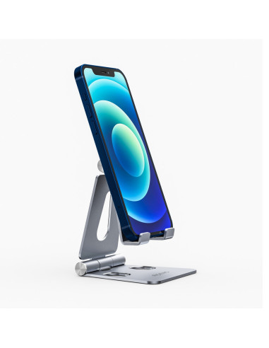 AISENS Soporte De Sobremesa Tamaño M Ajustable (2 Pivotes) Para Movil / Tablet, Plata