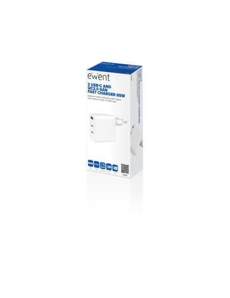 Ewent EW1323 cargador de dispositivo móvil Universal Blanco Corriente alterna Carga rápida Interior