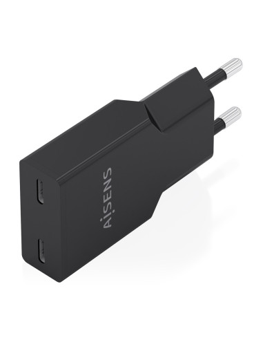 AISENS Cargador Ultra Delgado GaN 30W, 2xUSB-C PD3.0, Negro