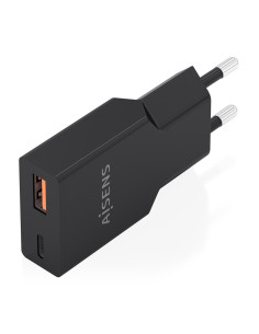 AISENS Cargador Ultra Delgado GaN 30W, 1xUSB-C PD3.0 QC4.0, 1xUSB-A QC3.0, Negro 2