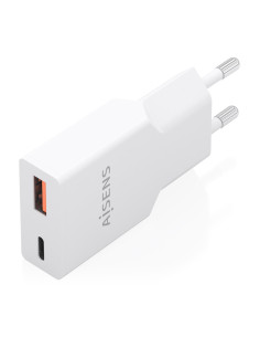 AISENS Cargador Ultra Delgado GaN 20W, 1xUSB-C PD3.0 QC4.0, 1xUSB-A QC3.0, Blanco 2