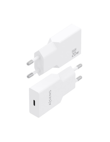 AISENS Cargador Ultra Delgado GaN 20W, 1xUSB-C PD3.0, Blanco