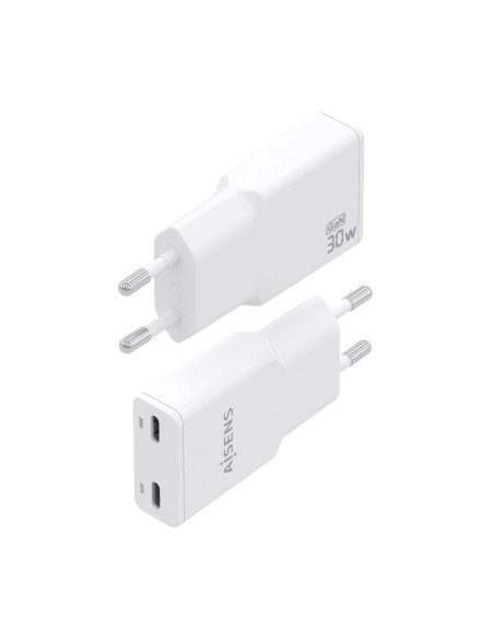 AISENS ASCH-30W2P048-W cargador de dispositivo móvil Cámara digital, MP3, MP4, Teléfono móvil, Navegante, Portátil, Consola de j