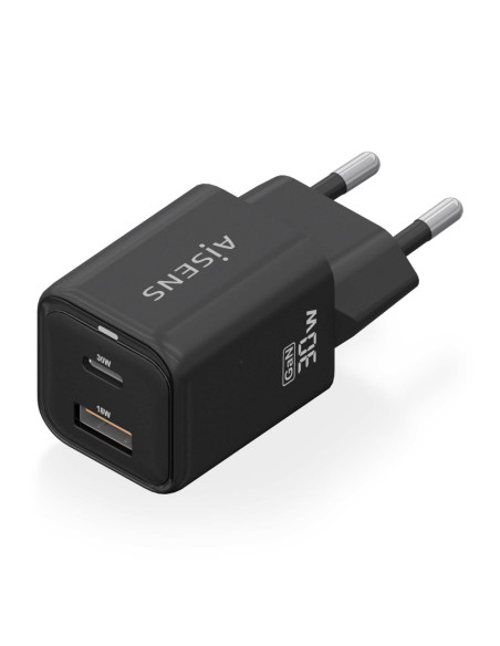AISENS ASCH-30W2P021-BK cargador de dispositivo móvil Universal Corriente alterna Carga rápida Interior