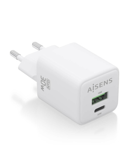 AISENS ASCH-30W2P037-W cargador de dispositivo móvil Universal Corriente alterna Carga rápida Interior